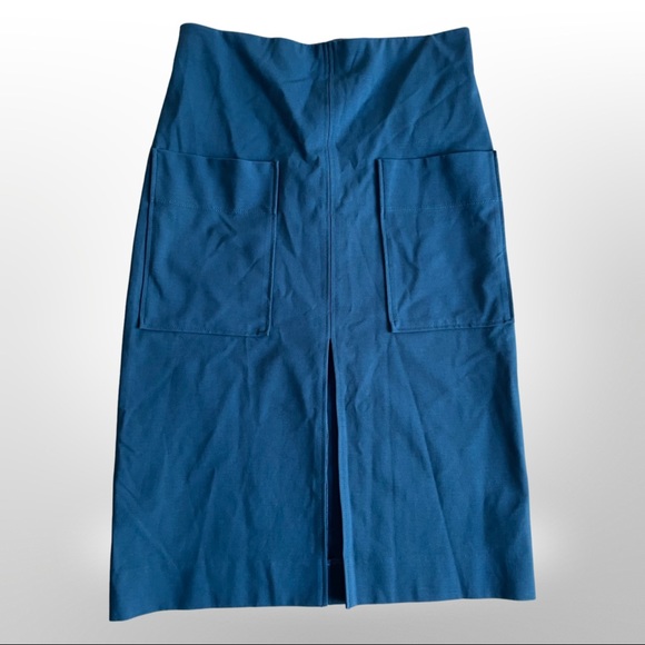 COP COPINE designer pencil skirt in teal with front slit, size small - Picture 5 of 14